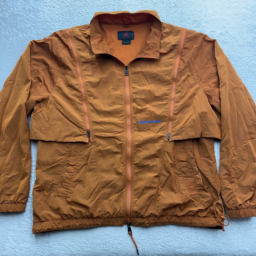 Jordan 23 Engineered Mens XXL Burnt Orange Ripstop Multi Zip Windbreaker Jacket